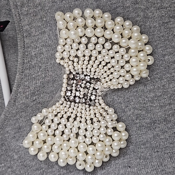 Grey Sweater with Pearl Butterfly - Picture 3 of 4